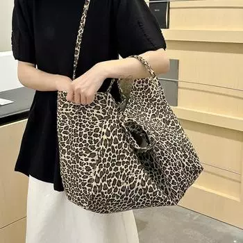 Женская большая сумка с леопардовым принтом, сумка на плечо для студентов пригородных поездов леопардовый
