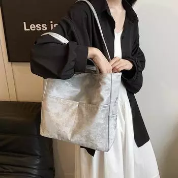 Женская большая сумка Сумка на плечо большой вместимости Сумка из искусственной кожи чёрный