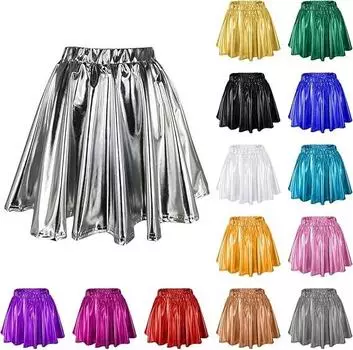 Женская большая юбка-свинг, сценический костюм, эластичная талии, плиссированная юбка L чёрный