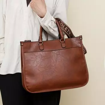 Женская большая вместительная переносная сумка через плечо из мягкой кожи, сумка для мам среднего возраста, сумка через плечо чёрный