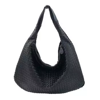 Женская большая высококачественная плетеная сумка через плечо: Универсальная, стильная и вместительная сумка чёрный