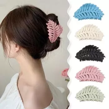 Женская большая заколка для волос в форме листа, полый дизайн, коготь для волос на спине, душ, коготь для волос, захват листьев, аксессуары для волос синий