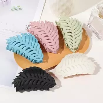 Женская большая заколка для волос в форме листа, полый дизайн, коготь для волос на спине, душ, коготь для волос, захват листьев, аксессуары для волос розовый