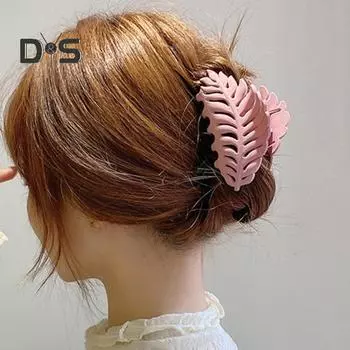 Женская большая заколка для волос в форме листа, полый дизайн, коготь для волос на спине, душ, коготь для волос, захват листьев, аксессуары для волос зелёный