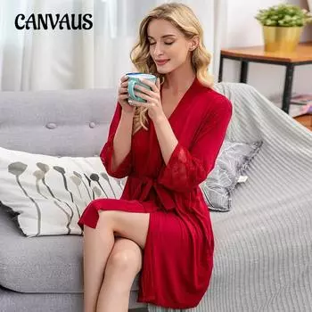 Женская большого размера однотонная модальная хлопковая домашняя одежда свободный халат женская кружевная пижама банный халат утренний халат халат спальный халат S бордовый