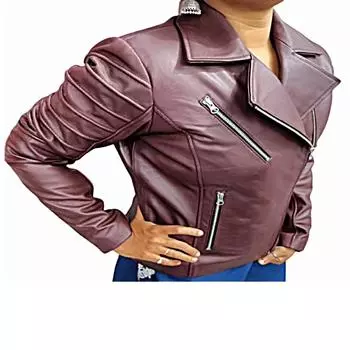 Женская бордовая кожа из натуральной овчины, байкерская мотоциклетная куртка, мотокуртка, стеганый стиль, кожаная куртка из настоящей кафе-рейсера, рождественский подарок для нее XS бордовый