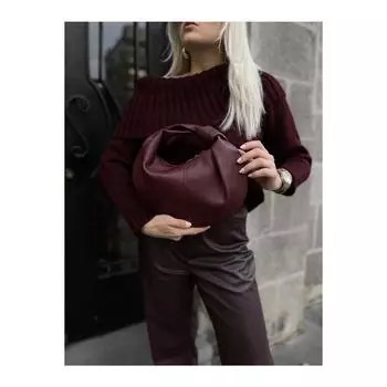 Женская бордовая мини-сумка с узлом