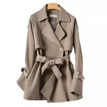 Женская британская ветровка, женская осенняя новая повседневная короткая куртка с утягивающим лацканом S