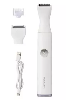 Женская бритва Tescom Беспроводная бритва Моющаяся Водонепроницаемая IPX7 Можно использовать за границей 3 насадки Тонкая VIO Белая TT463A-W