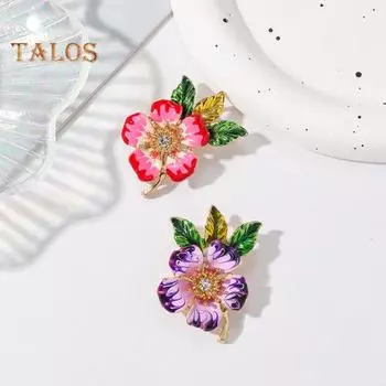 Женская брошь, эмаль, цветок, капающее масло, противоскользящий, износостойкий, костюм, воротник пальто, шляпа, шарф, украшение, булавка для одежды, украшения для одежды для выпускного вечера красный