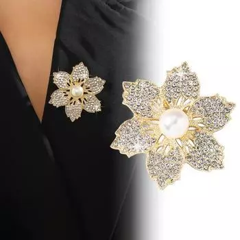 Женская брошь Bauhinia из искусственного жемчуга, противоскользящая сумка, воротник, шляпа, шарф, украшение золотистый