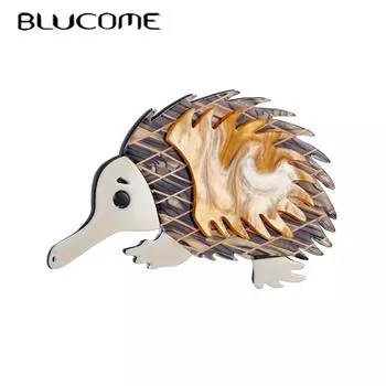 Женская брошь Blucome с милым ежиком из акрилового материала, милые броши в форме животных для женщин и девочек, украшения на одежду, рюкзаки коричневый