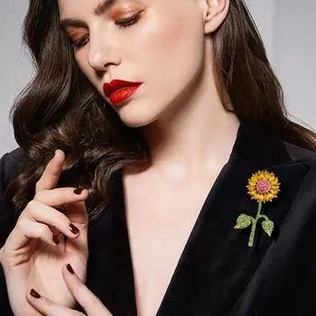 Женская брошь, булавка, блестящие стразы, инкрустация растения, цветок, булавка, костюм, пальто, шаль, шарф, значок, аксессуары для одежды жёлтый