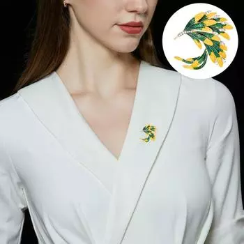 Женская брошь, булавка для одежды, стразы, брошь Феникс, женская контрастного цвета, одежда для свадьбы, выпускного, банкета, украшение на грудь жёлтый