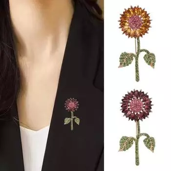 Женская брошь, булавка, инкрустированная растением, цветок, булавка, костюм, пальто, шаль, шарф, значок, одежда жёлтый