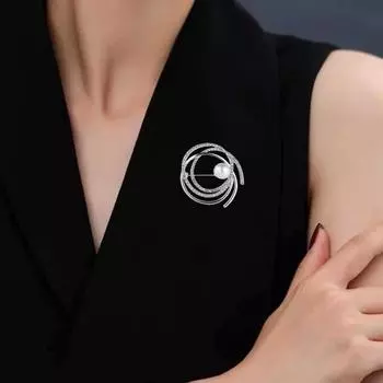 Женская брошь, булавка из искусственного жемчуга со стразами, элегантный свитер, шаль, шарфы, зажим для груди, очаровательное украшение для платья, украшение для одежды, ювелирные изделия для свадебной вечеринки серебряный