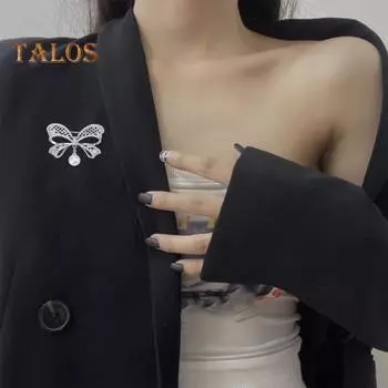 Женская брошь из искусственного жемчуга и стразами, полый бант, изысканный винтажный противоскользящий износостойкий воротник пальто, шляпа, шарф, украшение, булавка для одежды, одежда серебряный