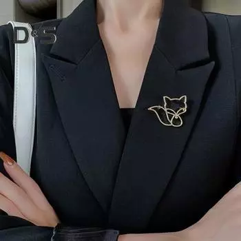 Женская брошь из полой лисы, изысканный противоскользящий износостойкий воротник пальто, шляпа, шарф, украшение, булавка для одежды, украшения для одежды золотистый