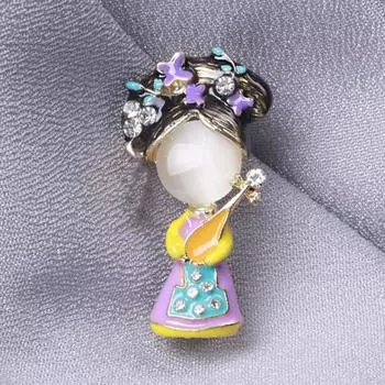 Женская брошь изысканного мастерства, элегантная брошь в форме древнего персонажа, уникальные ювелирные аксессуары фиолетовый