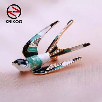 Женская брошь KNIKOO в Европе и США, брошь в виде птицы, масляная булавка, модная дикая брошь зелёный