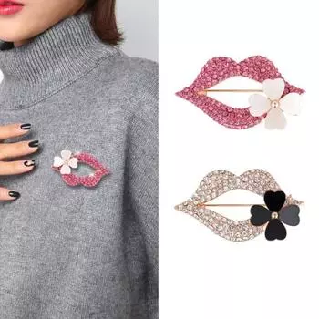 Женская брошь красного цвета со стразами, нескользящая сумка из нержавеющей стали, пальто, воротник, шляпа, шарф, украшение, одежда розовый