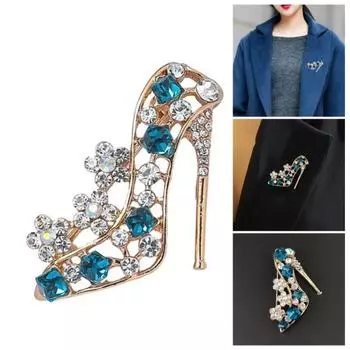 Женская брошь на высоком каблуке в форме страз с декором, выдолбленный, гладкий воротник