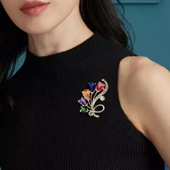 Женская брошь, полые красочные стразы, ретро противоскользящая роскошная сумка, костюм, воротник пальто, шляпа, шарф, украшения, булавка для одежды, вечерние украшения для одежды, выпускного вечера розового золота