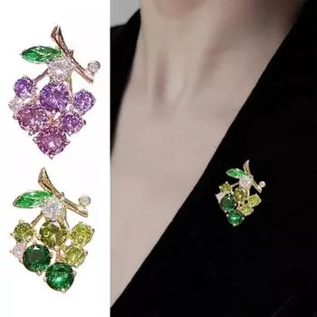 Женская брошь с цветочным декором, изысканная винтажная Нескользящая износостойкая брошь из нержавеющей стали с воротником пальто, шляпа, шарф, украшение зелёный