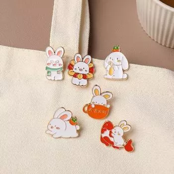 Женская брошь с мультяшным кроликом, декор из нержавеющей стали, изысканный винтажный противоскользящий износостойкий воротник пальто, шляпа, шарф, украшение, булавка для одежды, булавка для одежды B