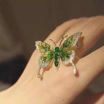 Женская брошь с насекомыми, брошь со стразами, металлический аксессуар, брошь-бабочка