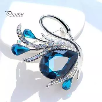 Женская брошь со стразами, изысканный полый цвет из нержавеющей стали, износостойкая сумка в форме животного, украшение для воротника пальто, женская одежда, ювелирные изделия синий