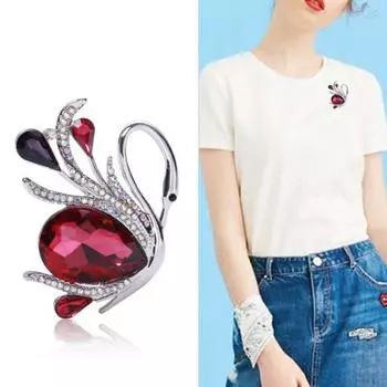 Женская брошь со стразами, изысканный полый цвет из нержавеющей стали, износостойкая сумка в форме животного, украшение для воротника пальто, женская одежда, ювелирные изделия синий