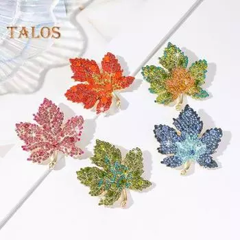 Женская брошь со стразами в форме клена, булавка для воротника, антиокислительная, антикоррозийная, для вечеринок, вечерних нарядов, одежды, сумки, шарфа, свитера, брошь жёлтый