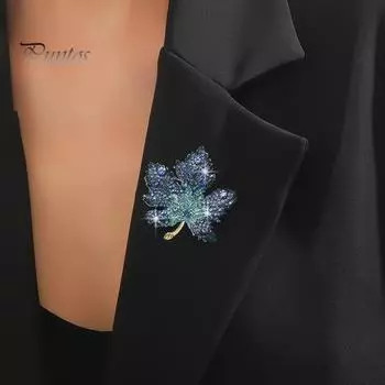 Женская брошь со стразами в форме клена, булавка для воротника, антиокислительная, антикоррозийная, для вечеринок, вечерних нарядов, одежды, сумки, шарфа, свитера, брошь жёлтый