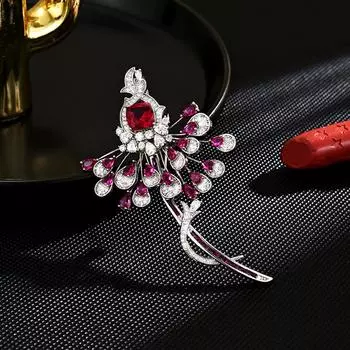 Женская брошь в элегантном дизайне «легкая роскошь», инкрустированная цирконами, с изображением феникса, модная и универсальная, с нишевым дизайнерским чутьем