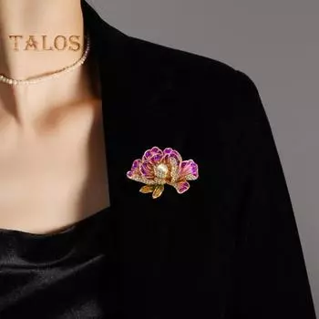 Женская брошь в форме цветка со стразами, декор из искусственного жемчуга, противоскользящая сумка на плечо, костюм, воротник пальто, шляпа, булавка для одежды, вечерние, выпускной, свадебная одежда, одежда синий