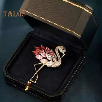 Женская брошь в форме фламинго со стразами, декоративная, противоскользящая, износостойкая, для пальто, воротника, шляпы, шарфа, украшения для одежды, ювелирные изделия для выпускного бала Flamingo