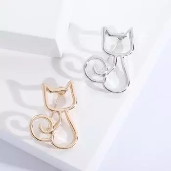 Женская брошь в форме котенка, гладкая нержавеющая противоскользящая, износостойкая, воротник пальто, шляпа, шарф, украшение, булавка для одежды, деловые мероприятия, украшения для одежды золотистый