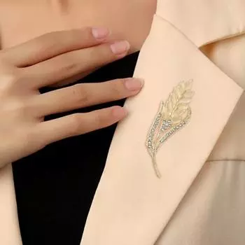 Женская брошь в форме пшеницы со стразами, противоскользящая сумка, воротник пальто, шляпа, шарф, украшение, булавка для одежды, вечерние украшения для одежды, выпускного вечера золотистый