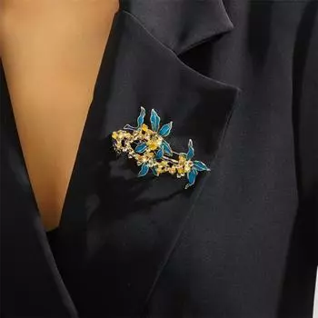 Женская брошь в форме растения со стразами, декорированная капающим маслом, винтажная противоскользящая прищепка для пальто, воротника, шляпы, шарфа, украшения для выпускного бала жёлтый