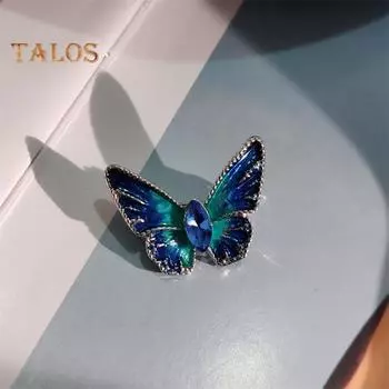 Женская брошь в форме ретро-бабочки, капающая масляная изумрудная отделка стразами, противоскользящая, для воротника пальто, шляпы, шарфа, украшения для одежды, прищепка для выпускного вечера красный