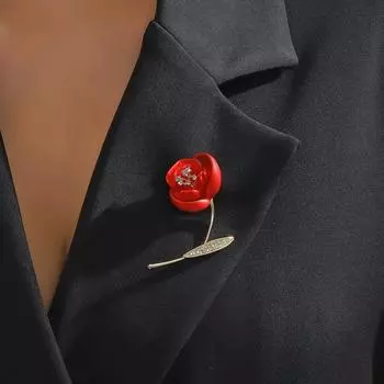 Женская брошь в форме розы, декор со стразами, противоскользящая сумка, костюм, пальто, лацкан, шляпа, шарф, украшение, булавка для одежды, вечерние, выпускной, свадебная одежда, ювелирные изделия для невесты красный