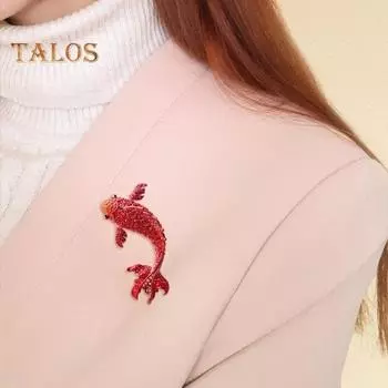 Женская брошь в форме рыбы со стразами, декоративная, противоскользящая, износостойкая, для пальто, воротника, шляпы, шарфа, украшения для одежды, ювелирные изделия для выпускного бала разноцветный