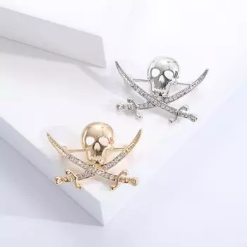 Женская брошь в форме серпа в форме черепа, декор со стразами, изысканный износостойкий воротник, сумка, украшение для шляпы, женская одежда, ювелирные изделия, женский подарок золотистый
