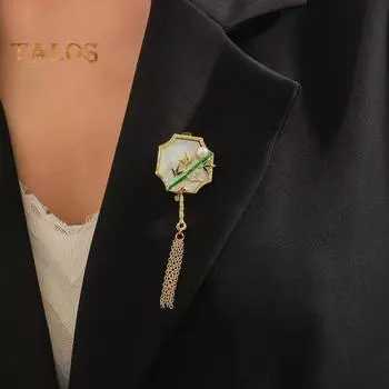 Женская брошь в форме веера с эмалью, капающей маслом, в китайском стиле, противоскользящая, полированная, для воротника, сумки, шарфа, шляпы, украшения для одежды, прищепки, вечеринки, банкета, одежды D