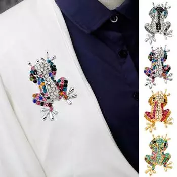 Женская брошь в виде лягушки со стразами, булавка, украшение для одежды, ювелирный подарок AG154-B