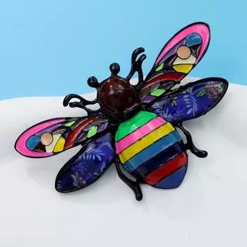 Женская брошь в виде пчелы, расписанная маслом, цветная булавка в виде насекомого, модные аксессуары в мультяшном стиле