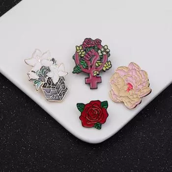 Женская брошь в виде розы, памятные украшения, мультяшная роспись, брошь, значок, феминизм, ювелирное изделие, подарок B