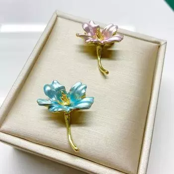 Женская брошь вишни в цвету из нержавеющей стали, изысканная винтажная противоскользящая износостойкая брошь с воротником пальто, шляпа, шарф, украшение, булавка для одежды, украшения для одежды синий