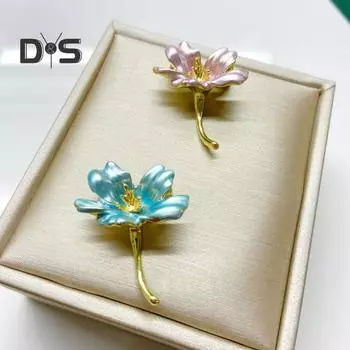 Женская брошь вишни в цвету из нержавеющей стали, изысканная винтажная противоскользящая износостойкая брошь с воротником пальто, шляпа, шарф, украшение, булавка для одежды, украшения для одежды синий